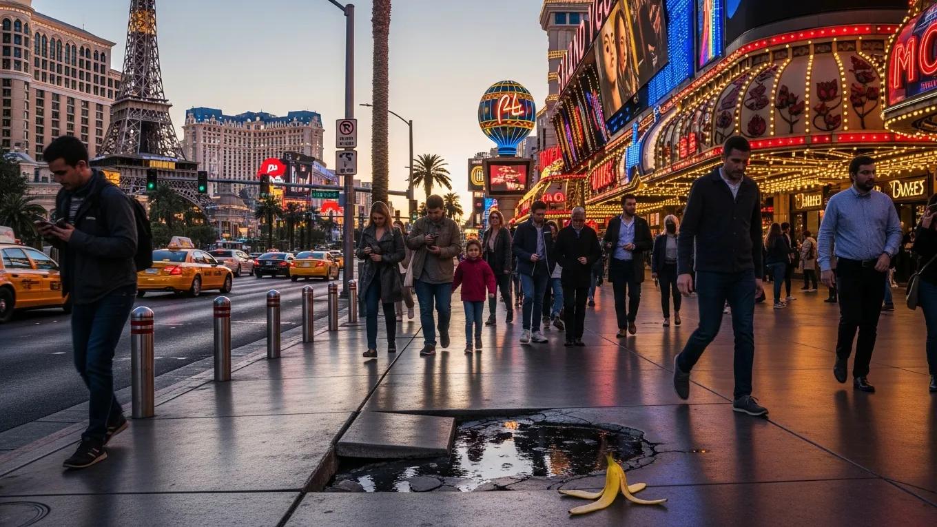 Las Vegas street scene illustrating potential slip and fall hazards
