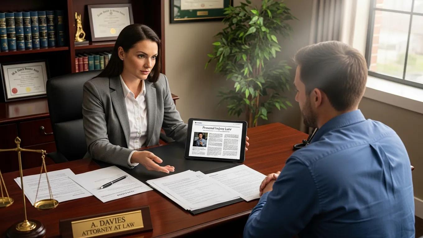 Lawyer consulting with a client about personal injury compensation